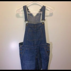 Forever 21 Dark Wash Denim Ripped Overalls